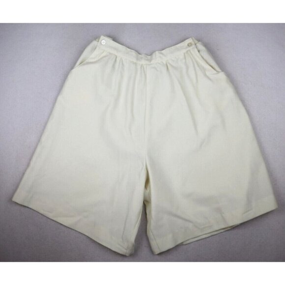VINTAGE WOMEN'S IVORY WHITE HIGH WAIST WIDE LEG SHORTS - VICKI WAYNE'S - SIZE 36 - Picture 1 of 9